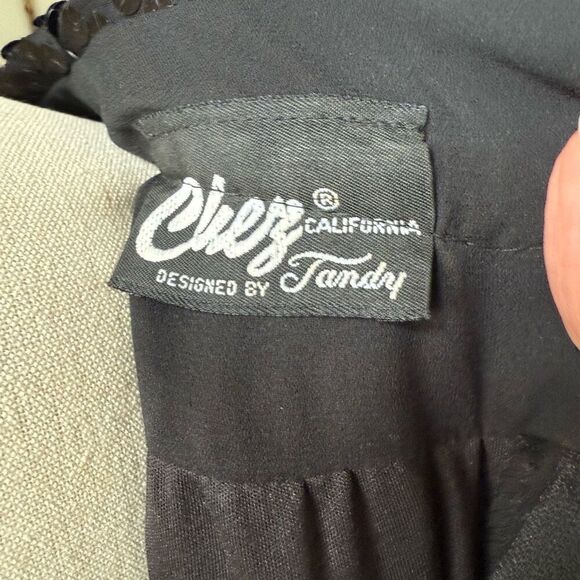 Vintage 80s Chez California by Tandy Black Shift Mermaid Ruffle Dress 1X - Picture 4 of 10